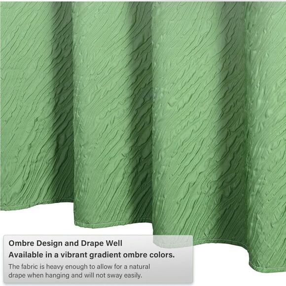 Bathroom Sage Green Shower Curtain Set Ombre with 12 Hooks, Modern Shower Curtai - Picture 3 of 6